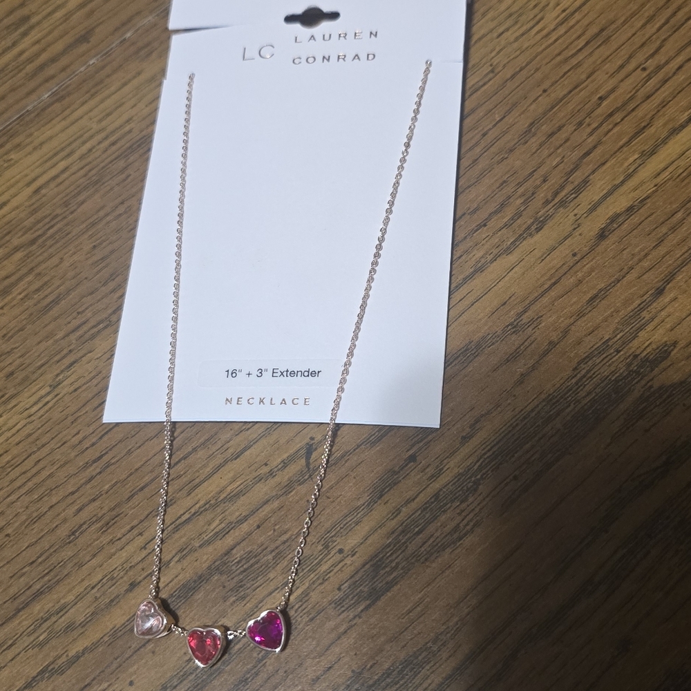 NEW LC Lauren Conrad Gold Heart Trio Necklace